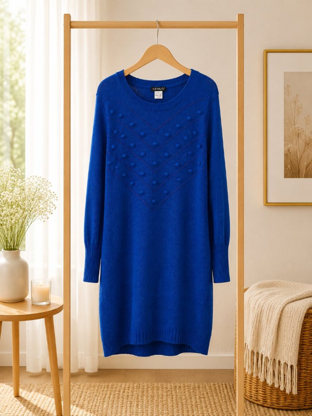 Venus Royal Blue Sweater Dress